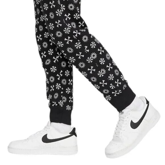 Nike Club Fleece Men's Size L Monogram Sweatsuit 2 PC Tracksuit Black/White NWT - Picture 9 of 13